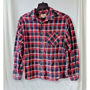 Woolrich Flannel Shirt Button Up Plaid Long Sleeve Mens XL Red Blue Cotton